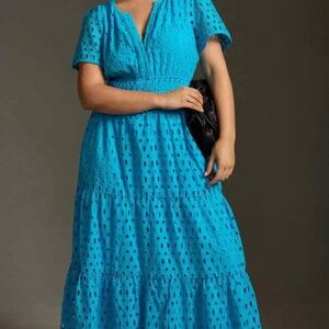 NWT Anthropologie Somerset Maxi Dress Eyelet Edition BLUE XL LAST ONE